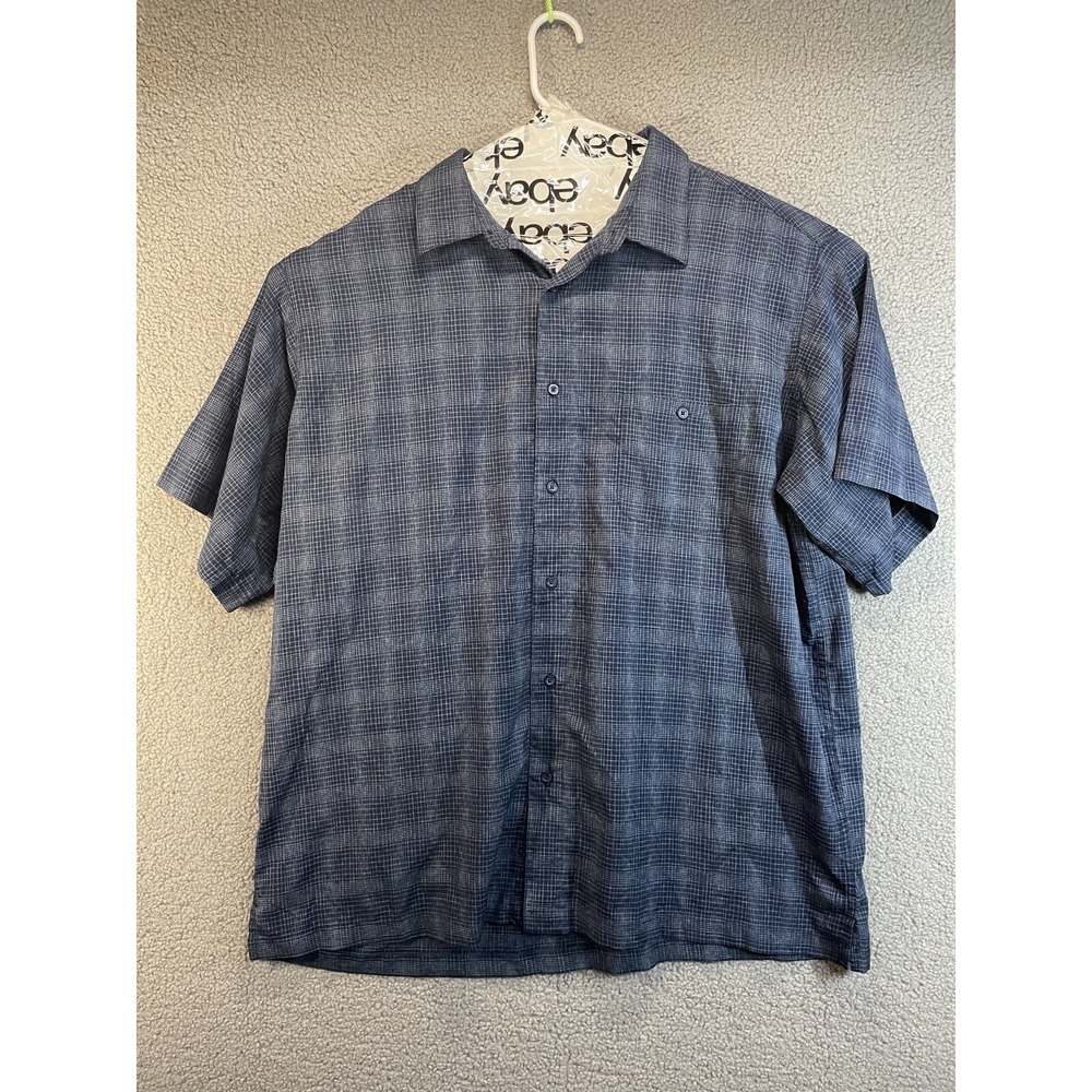 Haggar Dress Shirt Mens Size 2XL XXL Blue Gingham